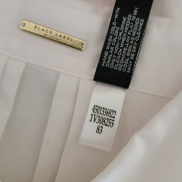 Black Label by Chico’s White Long Shirt Dress Tunic Top Lace Sleeves Size 2 Lg. - Picture 16 of 16